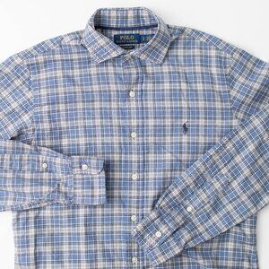Polo Ralph Lauren Men’s SP Classic Fit Button Down Shirt Blue Plaid Long Sleeve